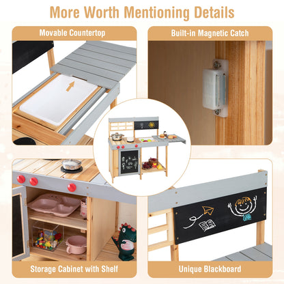 Outdoor Kid&#39;s Mud Kitchen Set with Detachable Water Box for Toddlers Over 3