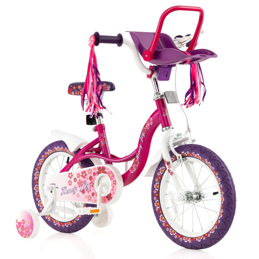14 Inch Kids Bike with Doll Seat and Removable Training Wheels-14 inches Kids Crystal