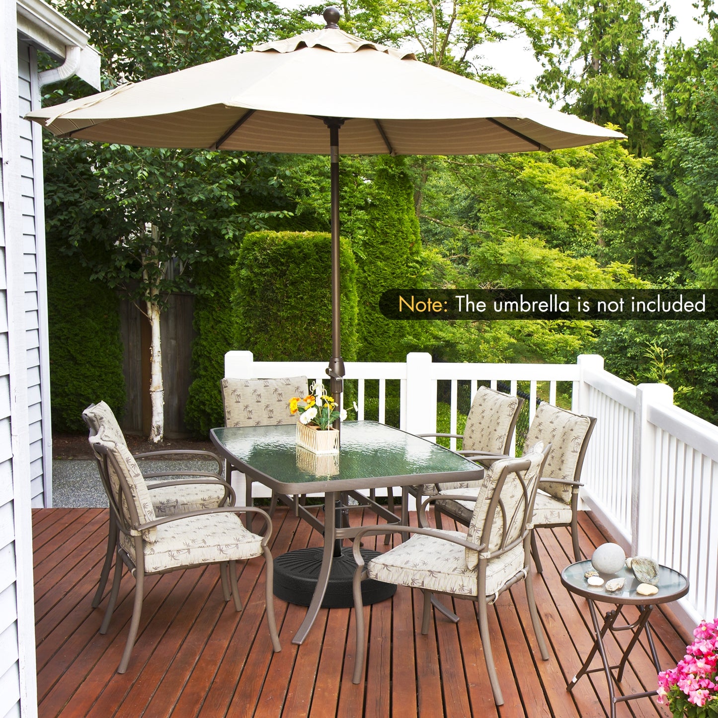 19.5 Inch Fillable Round Umbrella Base Stand for Yard Garden Poolside-Black Kids Crystal