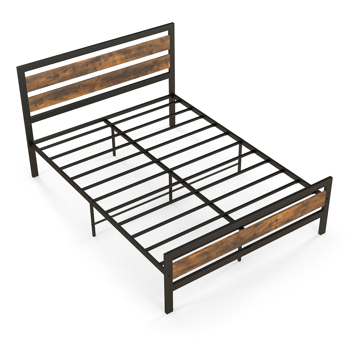 Full/Queen Industrial Bed Frame with Rustic Headboard and Footboard-Full Size Kids Crystal