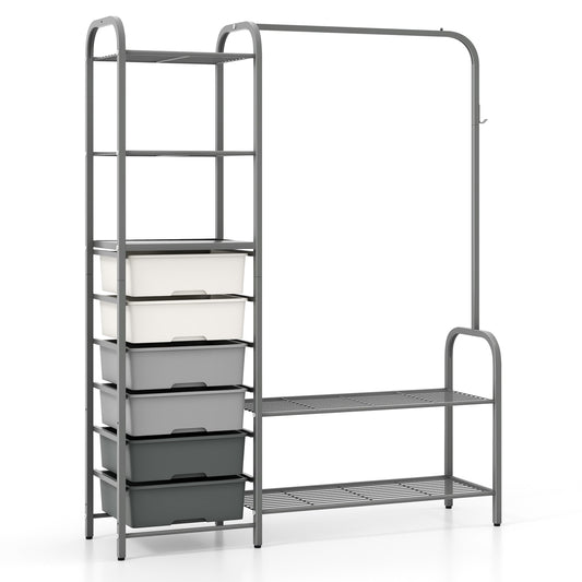 Free Standing Closet Organizer with Removable Drawers and Shelves-Gray Kids Crystal