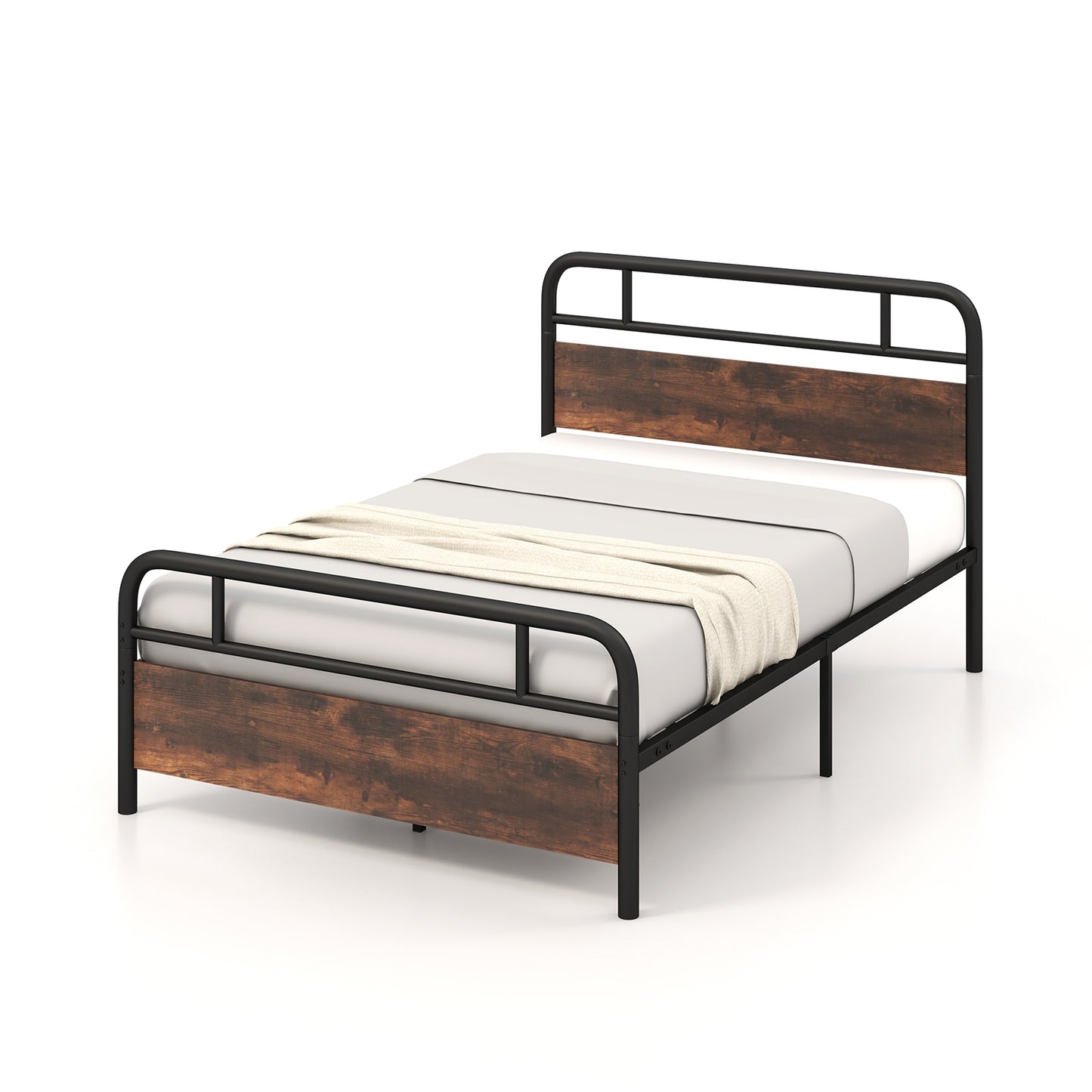 Twin/Full/Queen Size Bed Frame with Industrial Headboard-Full Size Kids Crystal