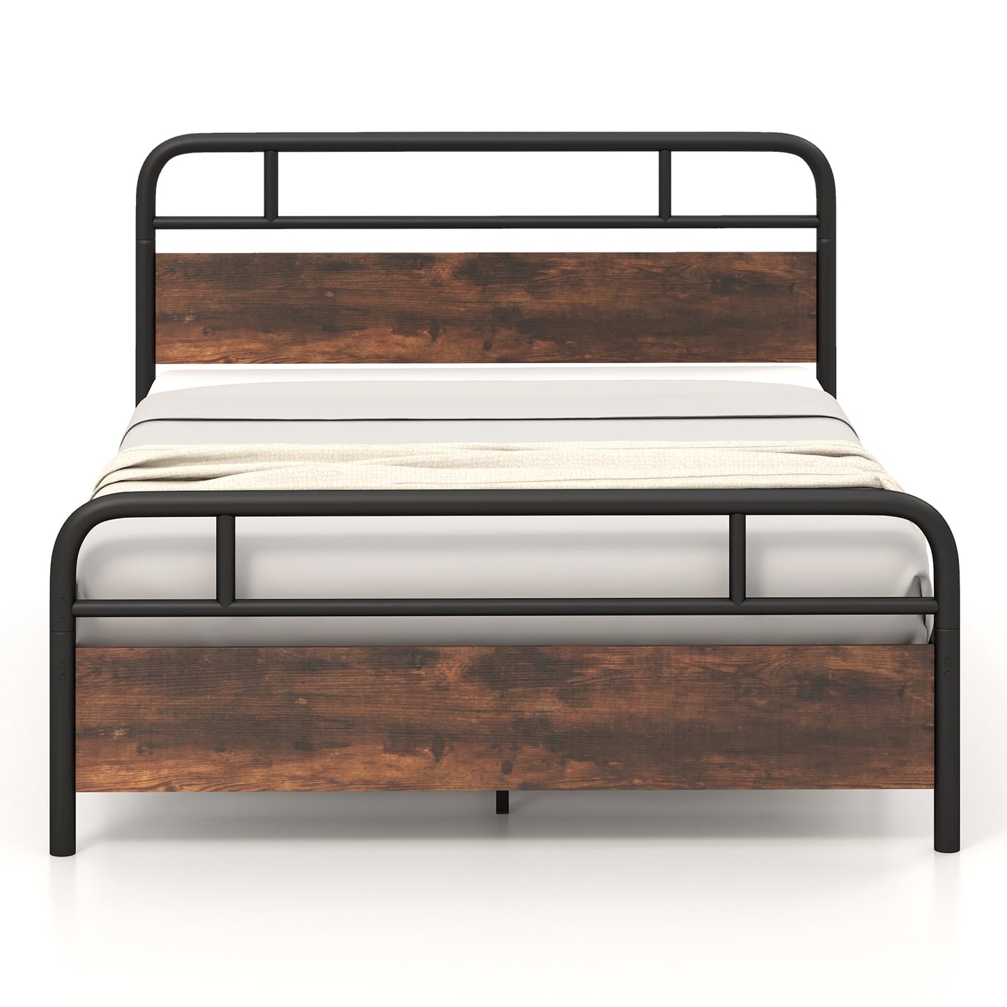 Twin/Full/Queen Size Bed Frame with Industrial Headboard-Queen Size Kids Crystal