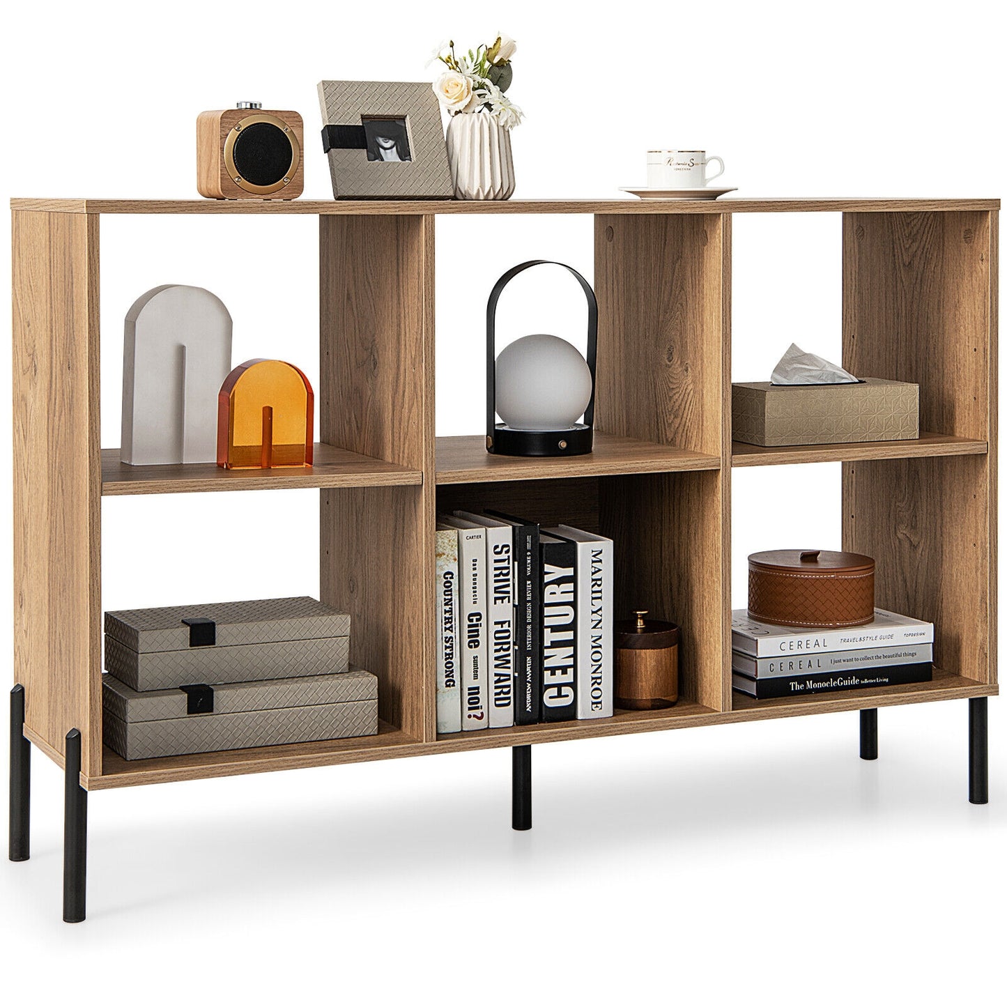 Open-Back Bookshelf with Drawer for Study-Natural Kids Crystal