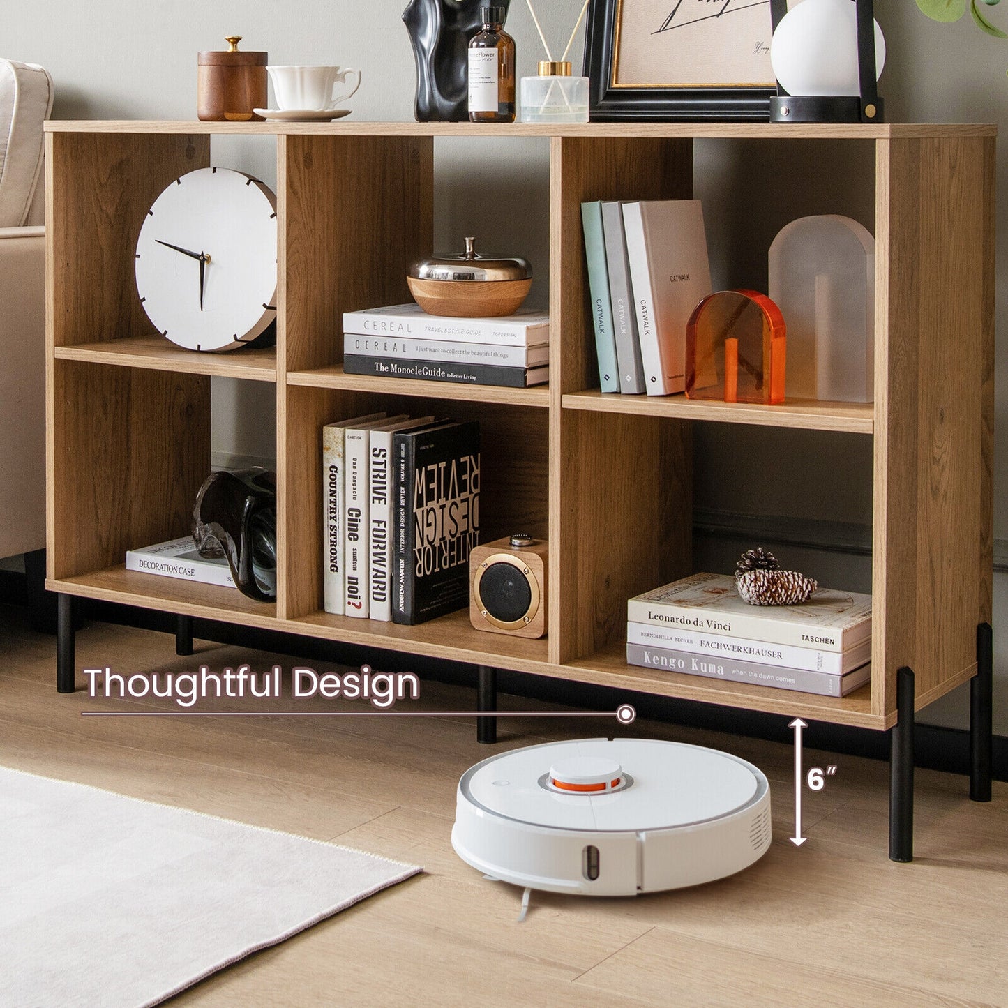 Open-Back Bookshelf with Drawer for Study-Natural Kids Crystal