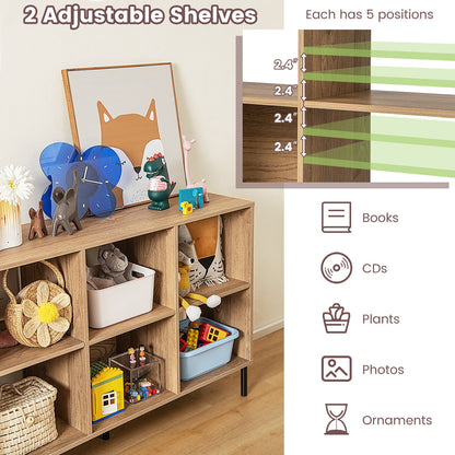 Open-Back Bookshelf with Drawer for Study-Natural
