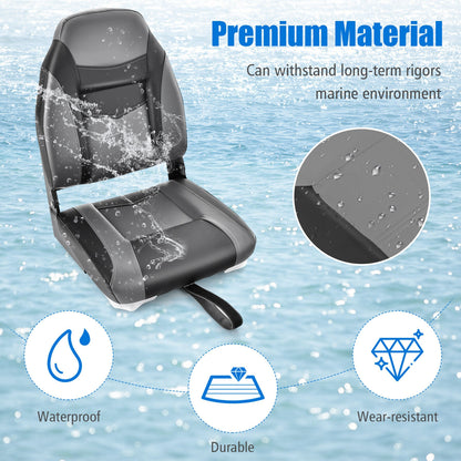 High Back Folding Boat Seats with Sponge Cushion and Flexible Hinges-1 Piece