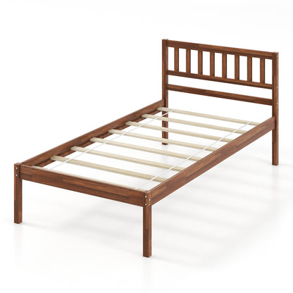 Twin/Full/Queen Size Wood Bed Frame with Headboard and Slat Support-Twin Size