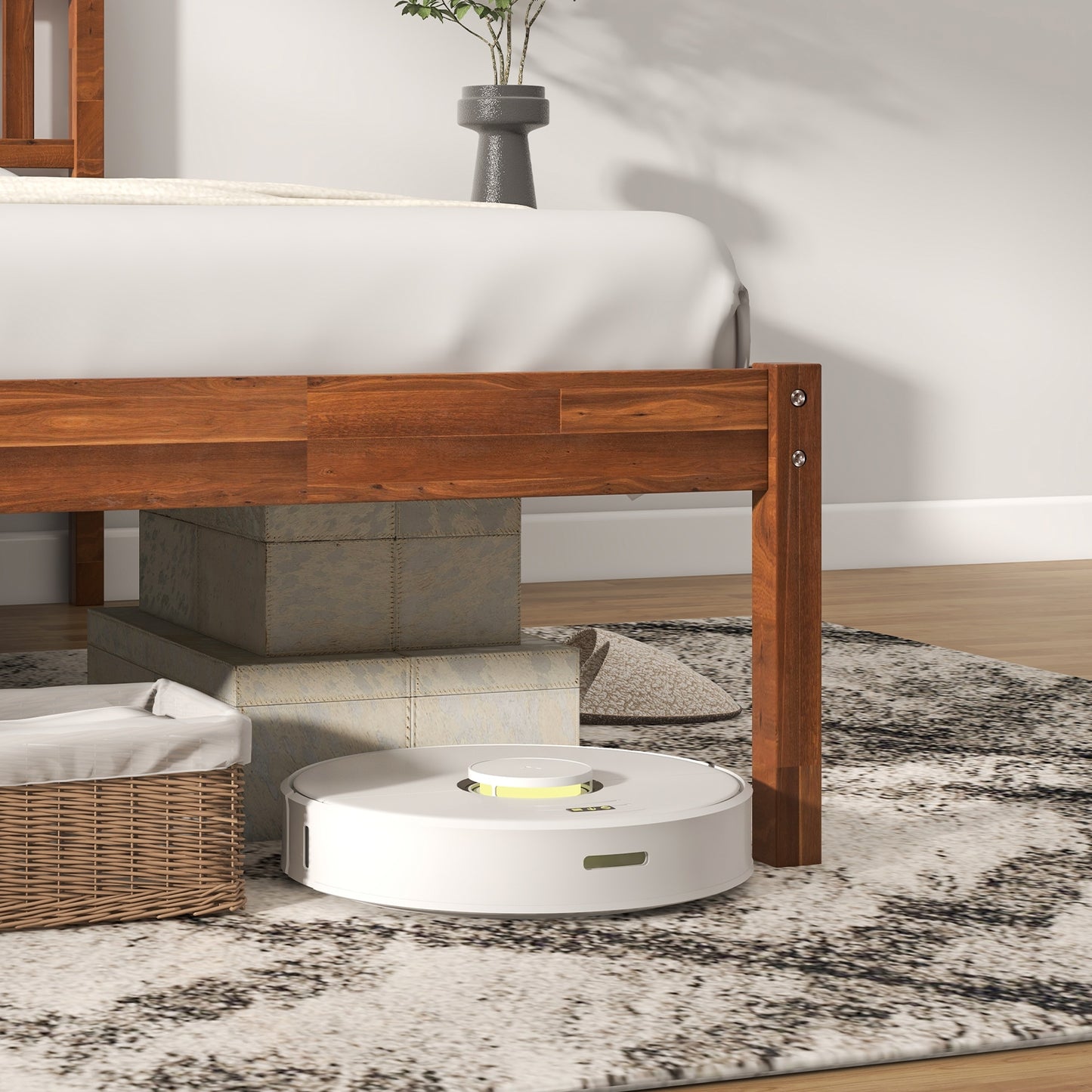 Twin/Full/Queen Size Wood Bed Frame with Headboard and Slat Support-Full Size Kids Crystal