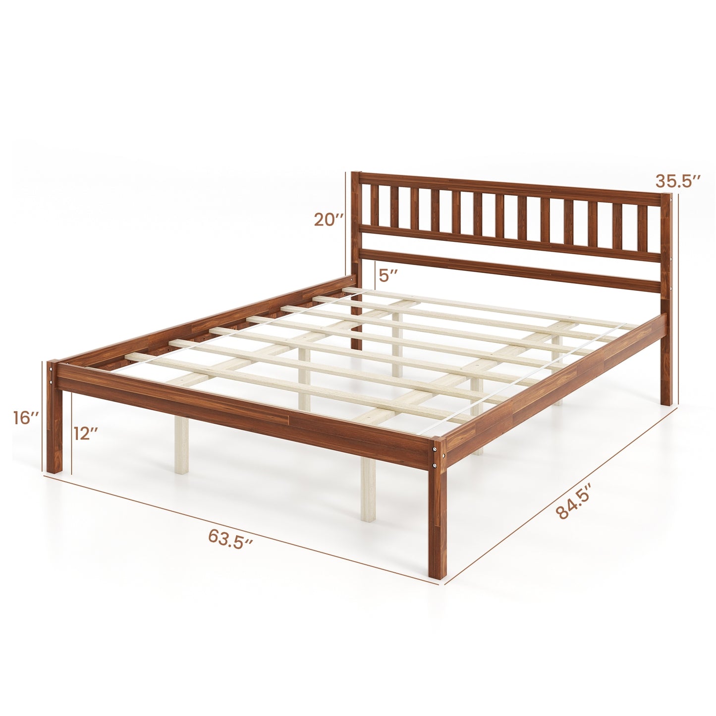 Twin/Full/Queen Size Wood Bed Frame with Headboard and Slat Support-Queen Size Kids Crystal