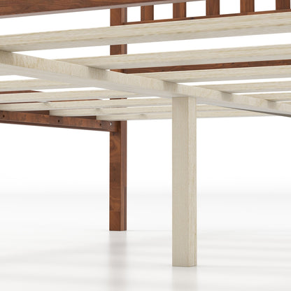 Twin/Full/Queen Size Wood Bed Frame with Headboard and Slat Support-Full Size