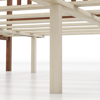 Twin/Full/Queen Size Wood Bed Frame with Headboard and Slat Support-Queen Size