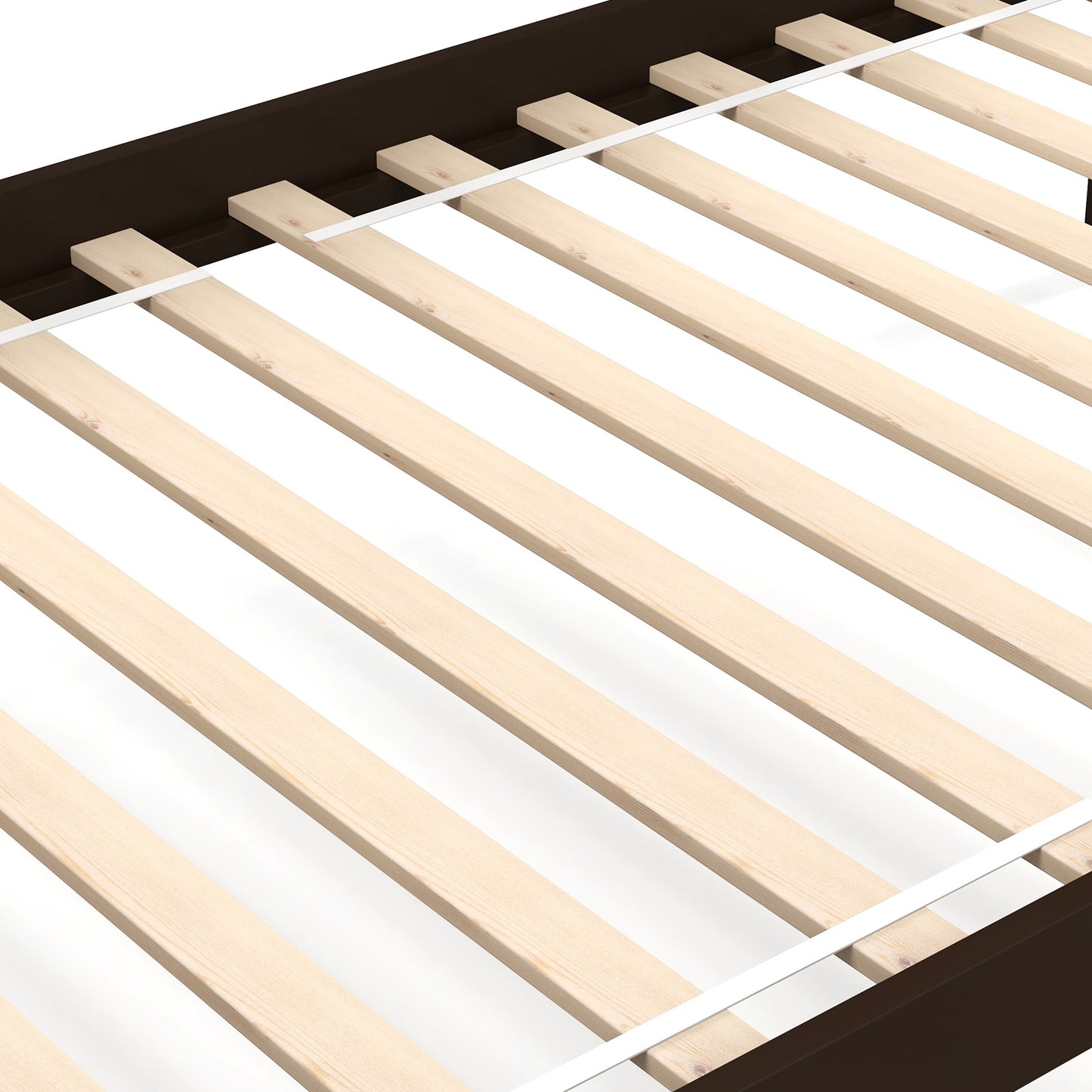 Solid Wood Twin Over Twin Bunk Bed Frame with High Guardrails and Integrated Ladder-Espresso Kids Crystal