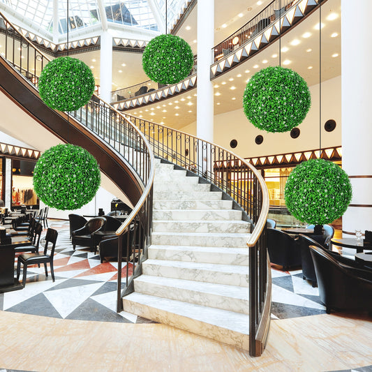 2 PCS Holly Artificial Topiary Balls 19.5 Inch Faux Boxwood Balls Kids Crystal