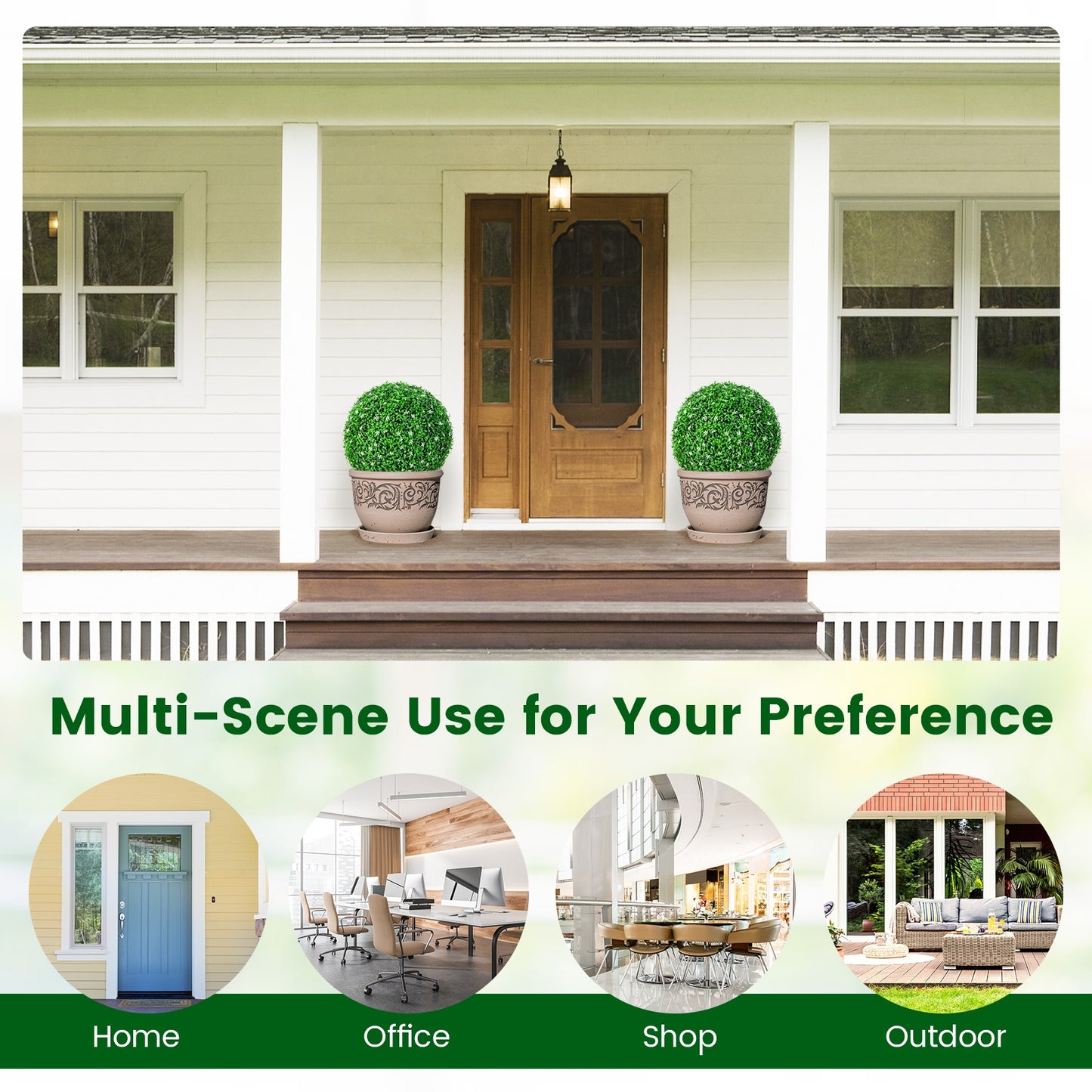 2 PCS Holly Artificial Topiary Balls 19.5 Inch Faux Boxwood Balls Kids Crystal