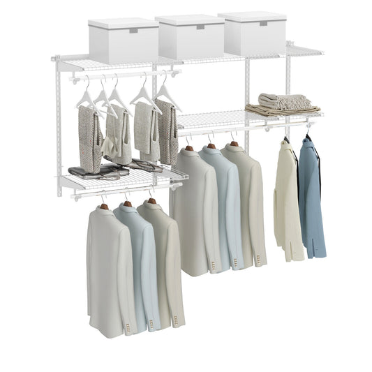 Custom Closet Organizer Kit 3 to 5 Feet Wall-Mounted Closet System with Hang Rod-White Kids Crystal