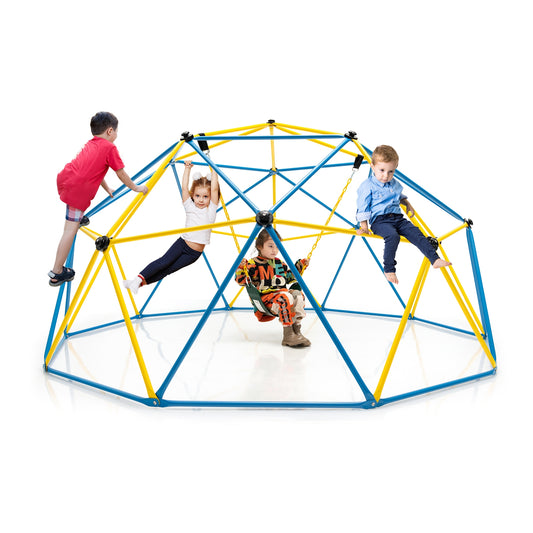 10 Feet Dome Climber with Swing and 800 Lbs Load Capacity-Multicolor Kids Crystal
