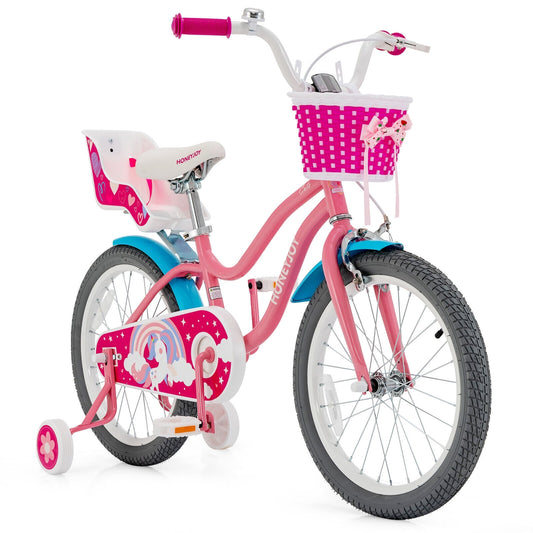 Kids Bicycle with Training Wheels and Basket for Boys and Girls Age 3-9 Years-18 inches Kids Crystal