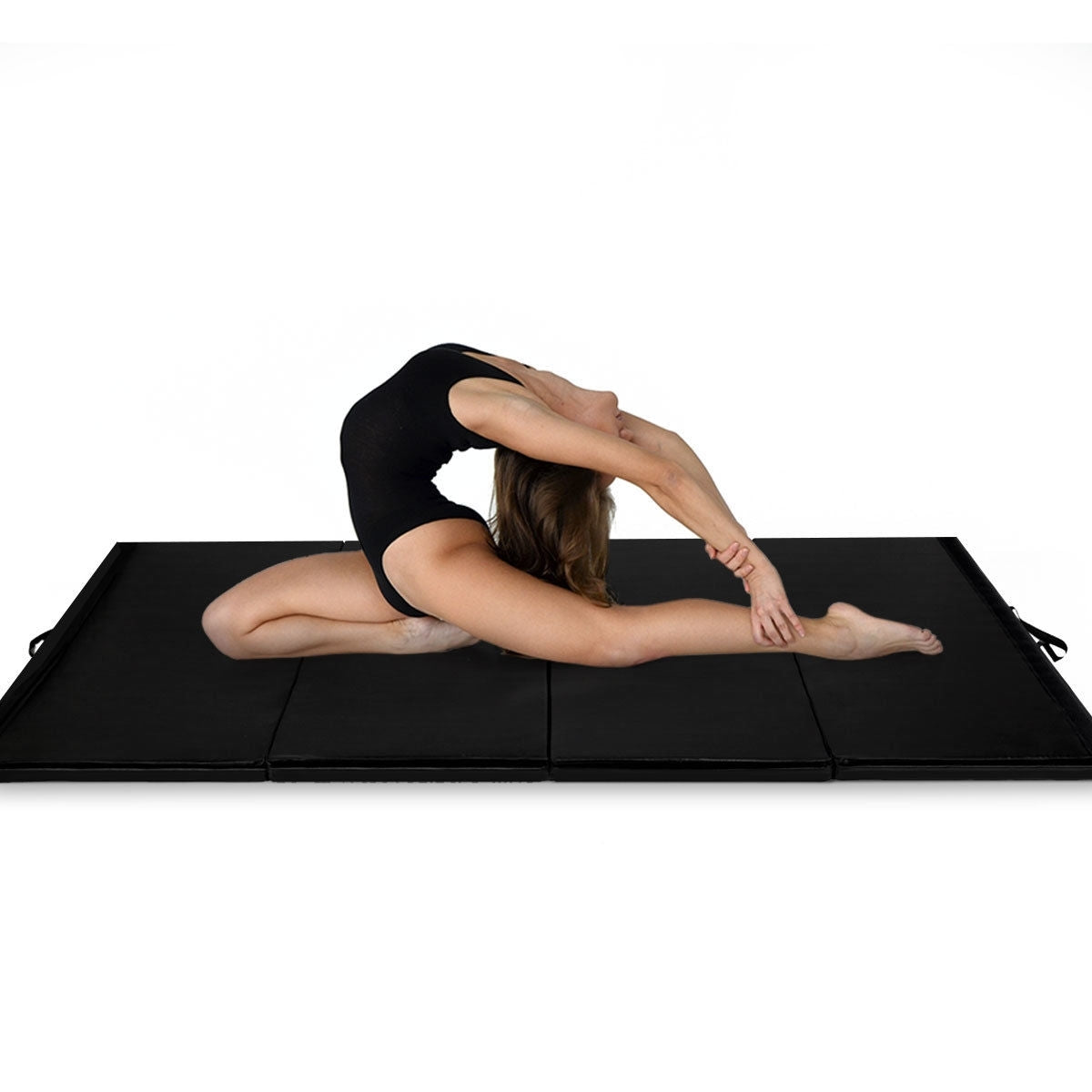 4' x 8' x 2 Inch Folding Panel Exercise Gymnastics Mat-Black Kids Crystal