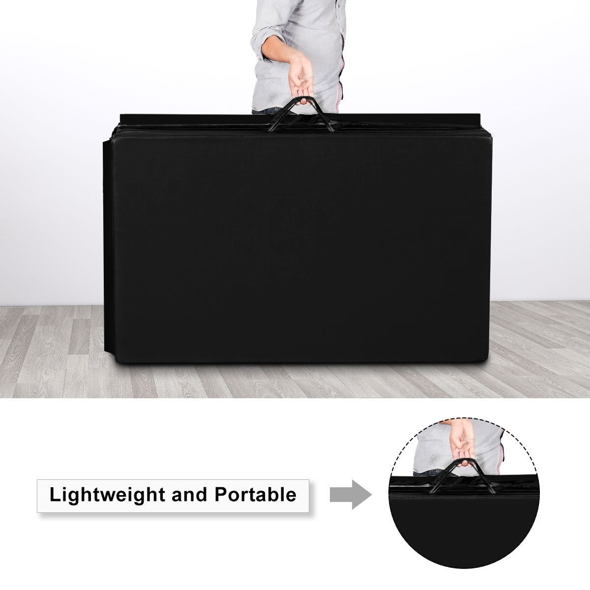 4' x 8' x 2 Inch Folding Panel Exercise Gymnastics Mat-Black Kids Crystal