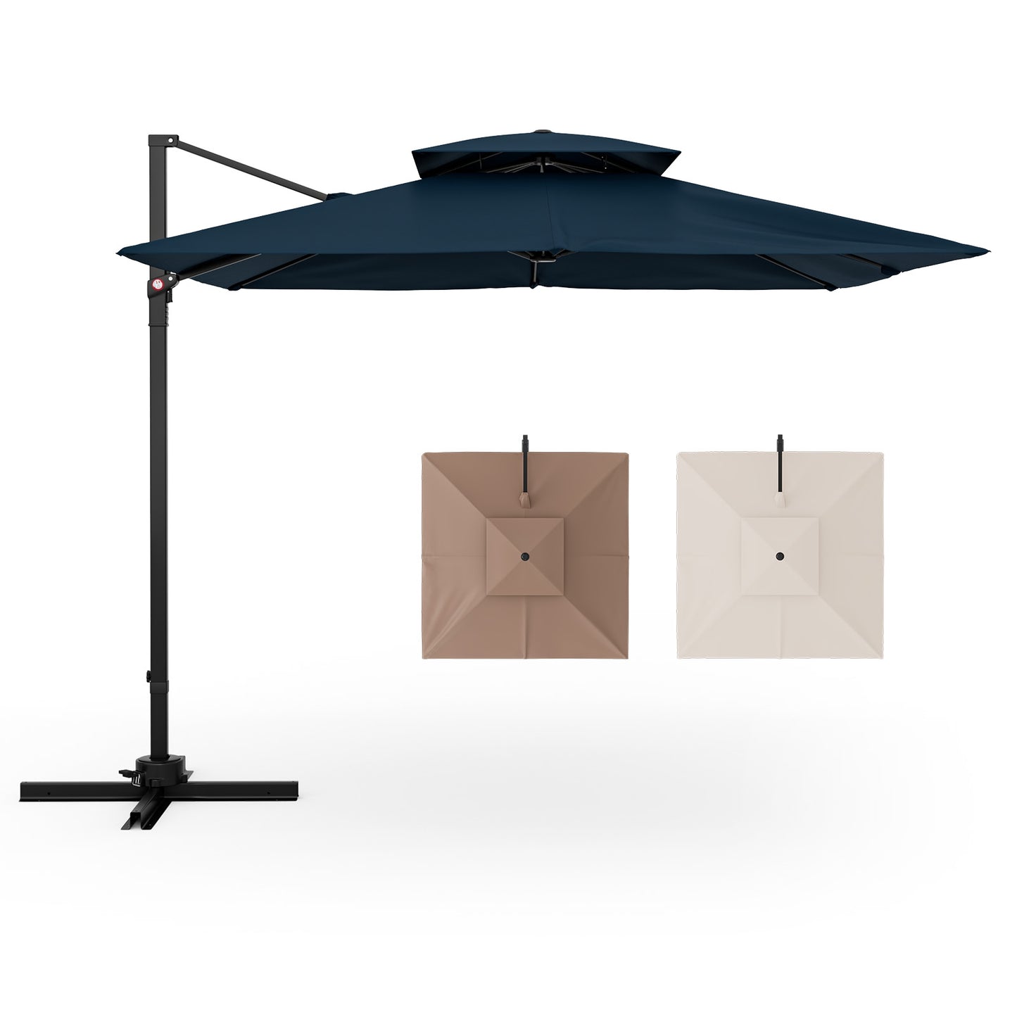 9.5 Feet Cantilever Patio Umbrella with 360° Rotation and Double Top-Navy Kids Crystal