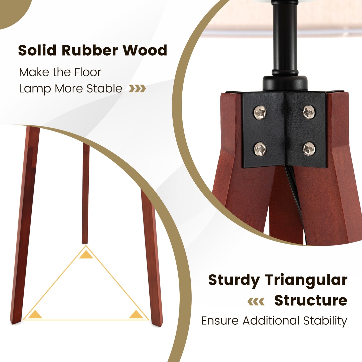 Tripod Floor Lamp Wood Standing Lamp with Flaxen Lamp Shade and E26 Lamp Base-Brown Kids Crystal