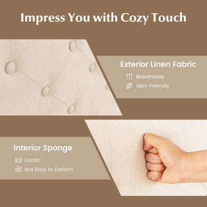 Full/Queen Size Bed Frame with Nail Headboard and Wooden Slats-Queen Size