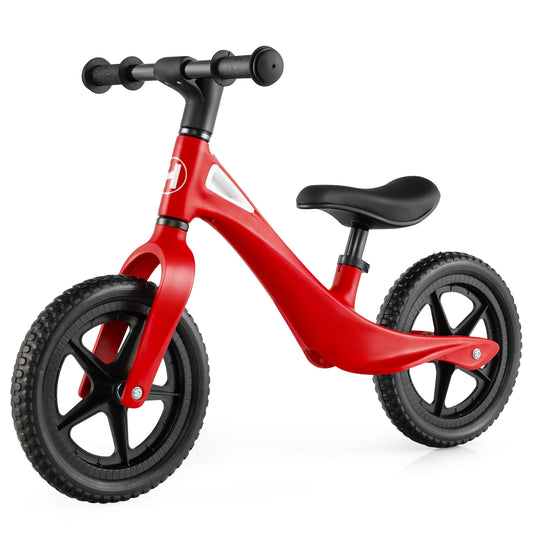 Kids Balance Bike with Rotatable Handlebar and Adjustable Seat Height-Red Kids Crystal