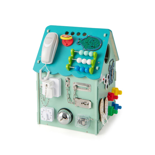 Montessori Play House with Sensory Games and Interior Storage Space-Blue Kids Crystal