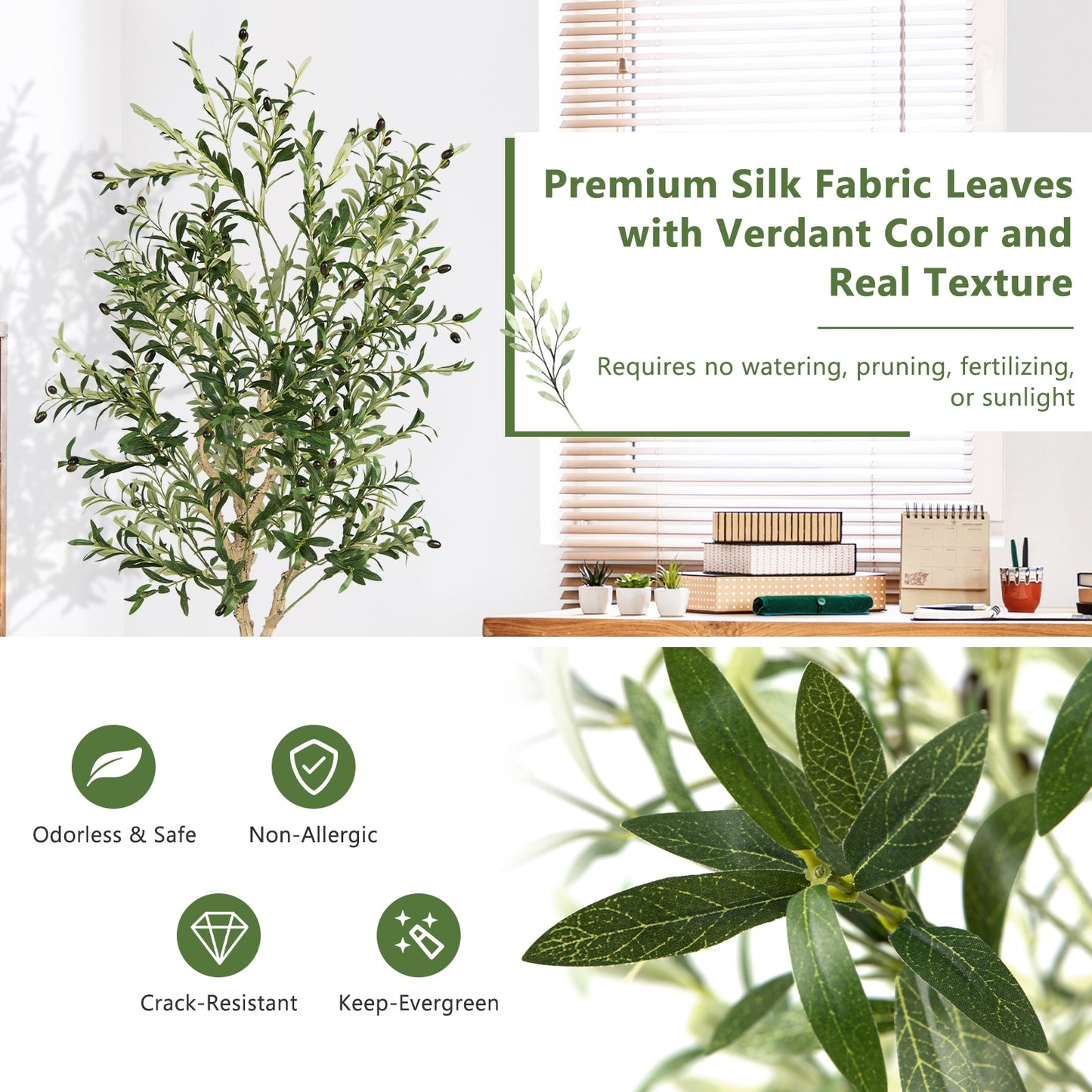 6 Feet  Artificial Olive Tree in Cement Pot-1 Piece Kids Crystal