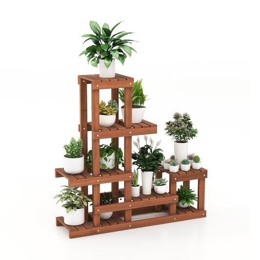 6 Tier Wood Plant Stand with High Low Structure Kids Crystal