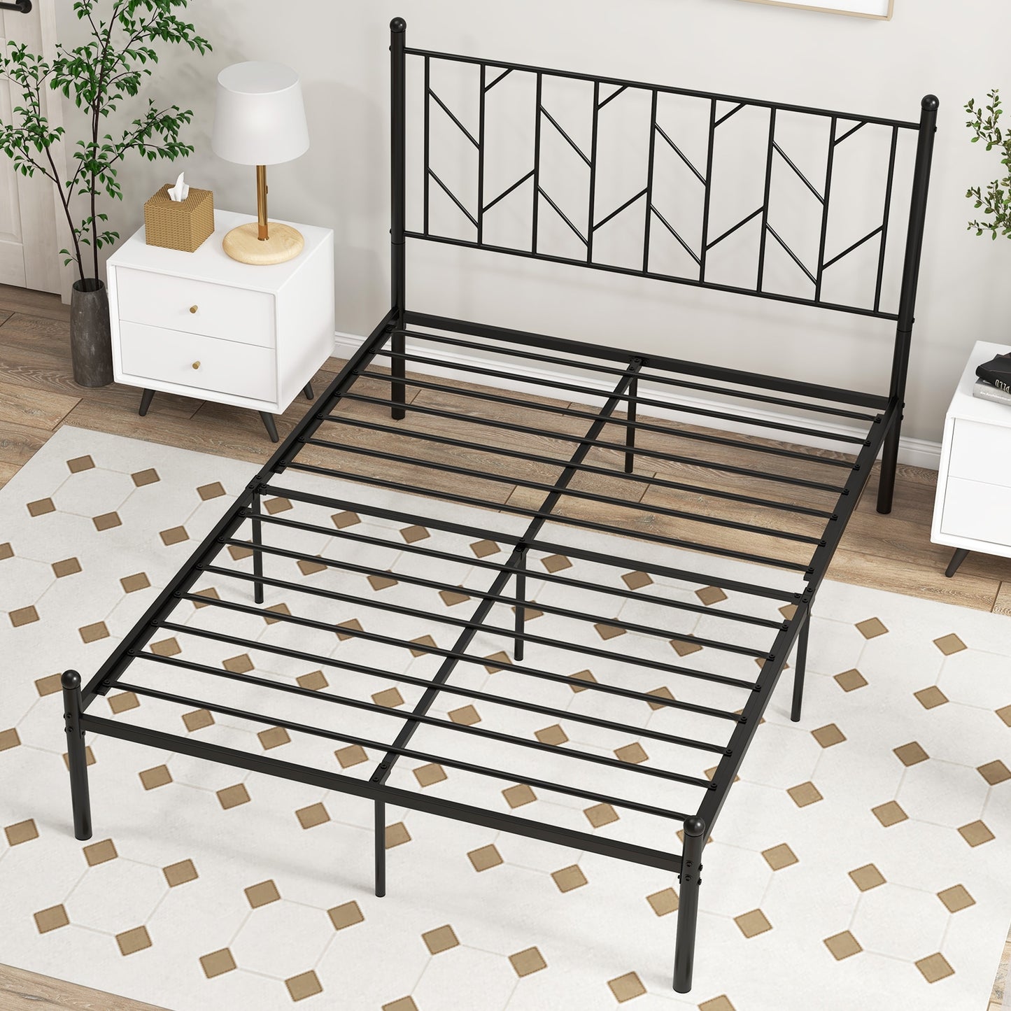 Twin/Full/Queen Size Platform Bed Frame with Sturdy Metal Slat Support-Full Size Kids Crystal