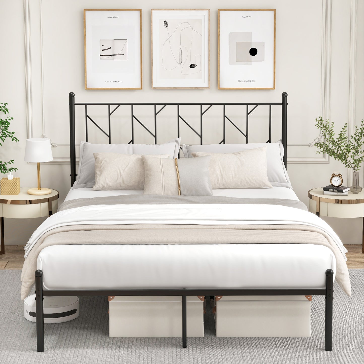 Twin/Full/Queen Size Platform Bed Frame with Sturdy Metal Slat Support-Full Size Kids Crystal