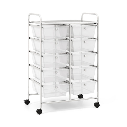 10-Drawer Rolling Storage Cart-Transparent Kids Crystal