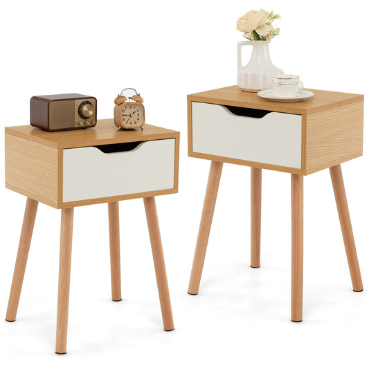 Set of 1/2 Modern Nightstand with Storage Drawer for Bedroom Living Room-2 Pieces Kids Crystal