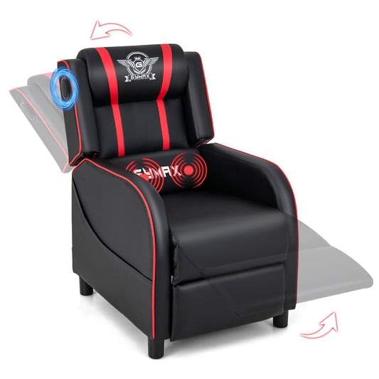 PU Leather Massage Gaming Recliner Chair with Side Pockets-Red Kids Crystal