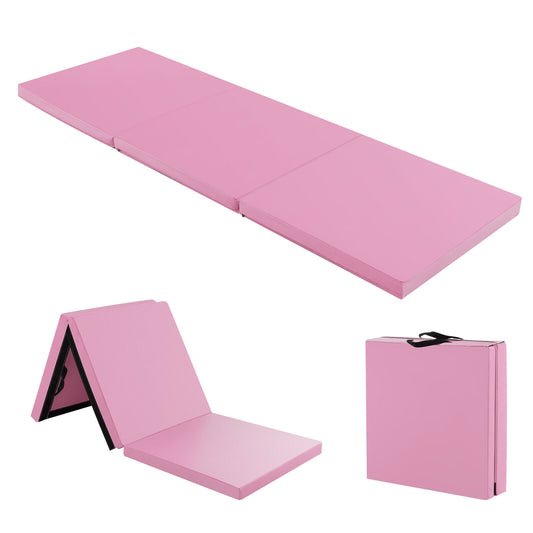 6 x 2 FT Tri-Fold Gym Mat with Handles and Removable Zippered Cover-Pink Kids Crystal