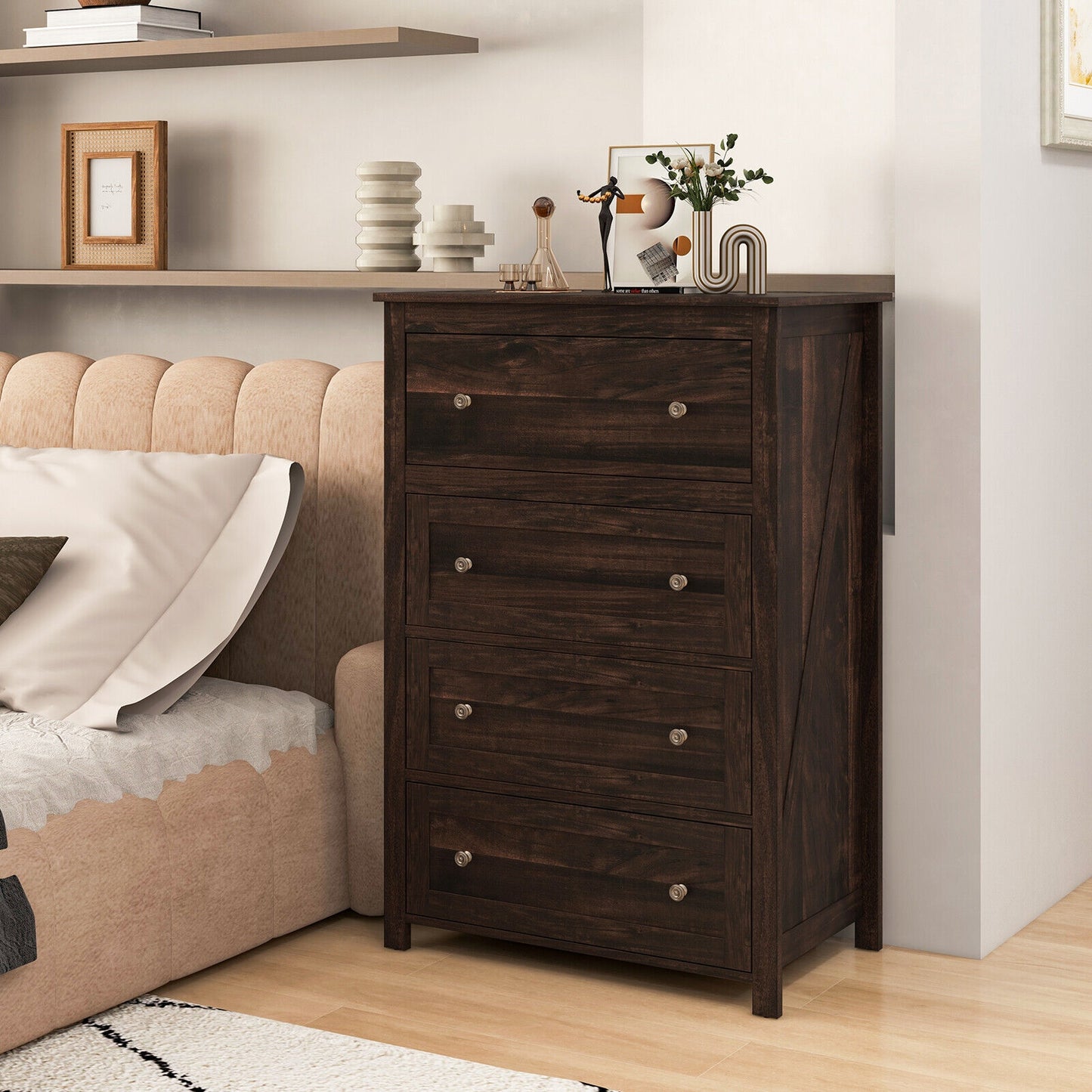 4 Drawer Dresser for Closet Hallway Living Room Nursery-Brown Kids Crystal
