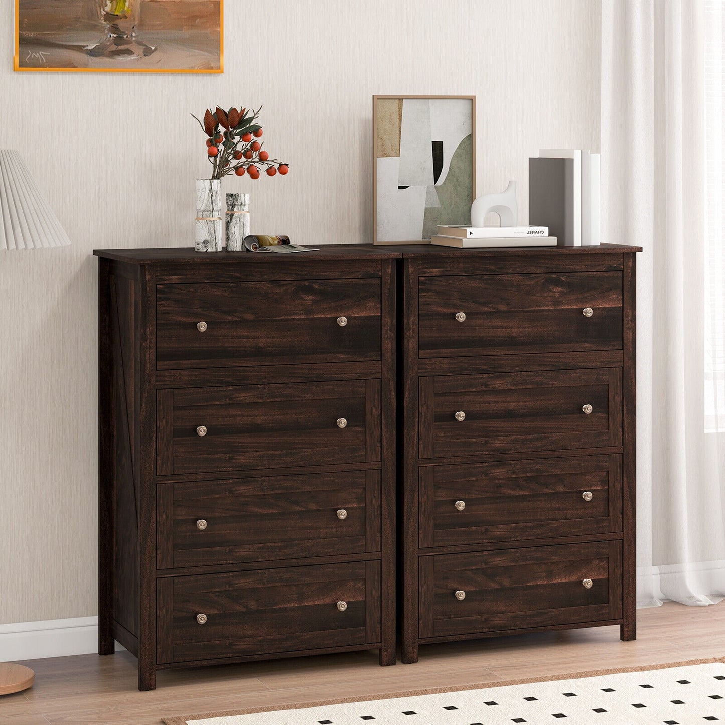 4 Drawer Dresser for Closet Hallway Living Room Nursery-Brown Kids Crystal