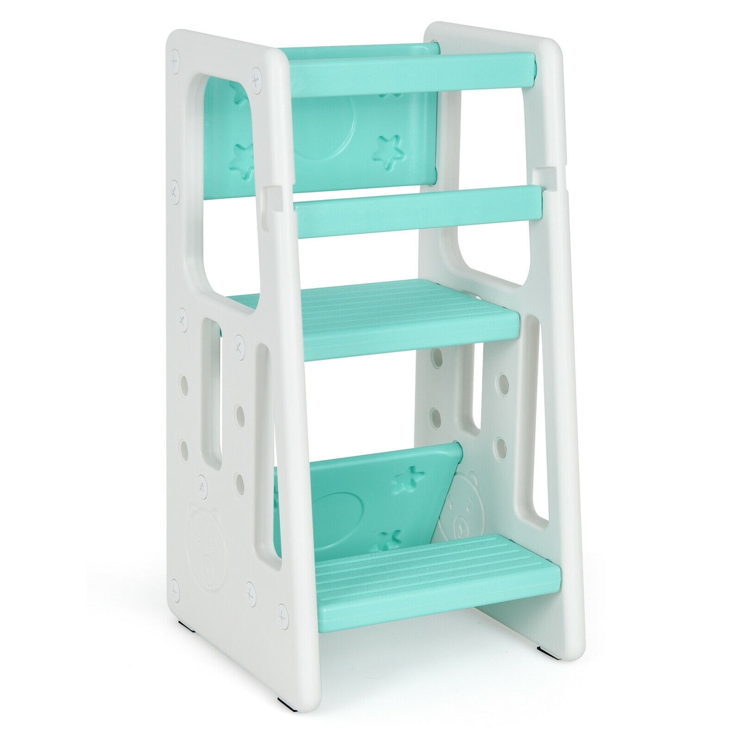 Kids Kitchen Step Stool with Double Safety Rails -Green Kids Crystal