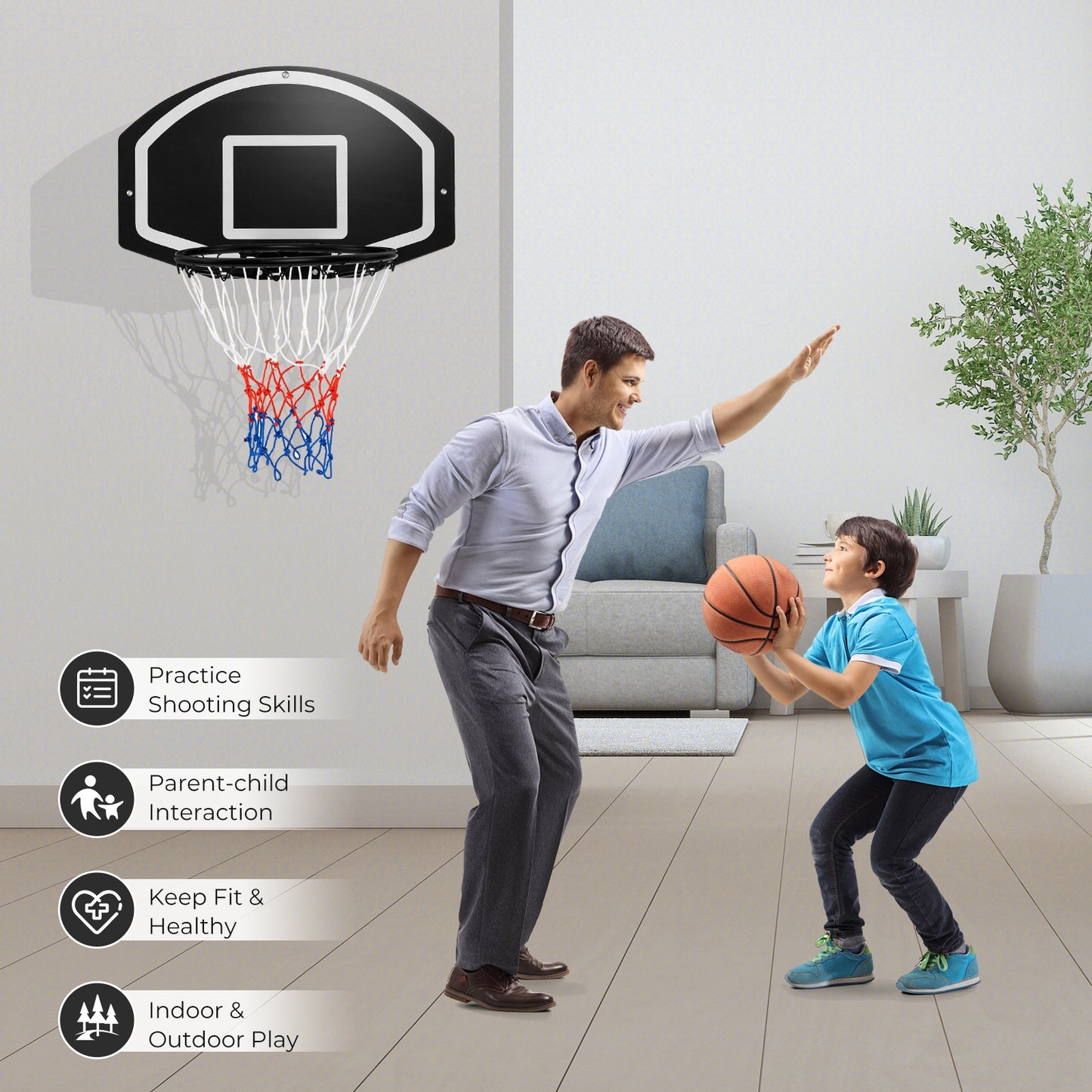 Wall Mounted Basketball Set for Kids Teens Adults Kids Crystal