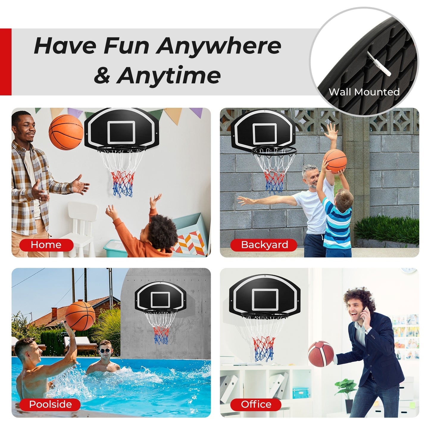 Wall Mounted Basketball Set for Kids Teens Adults Kids Crystal