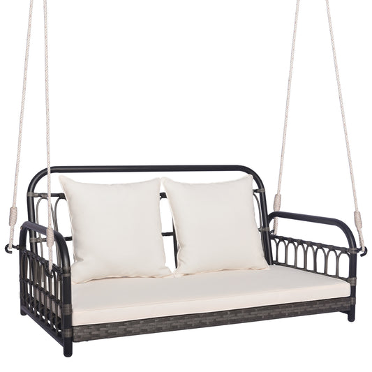 2-Person Outdoor Hanging Chair with Ropes-Gray Kids Crystal