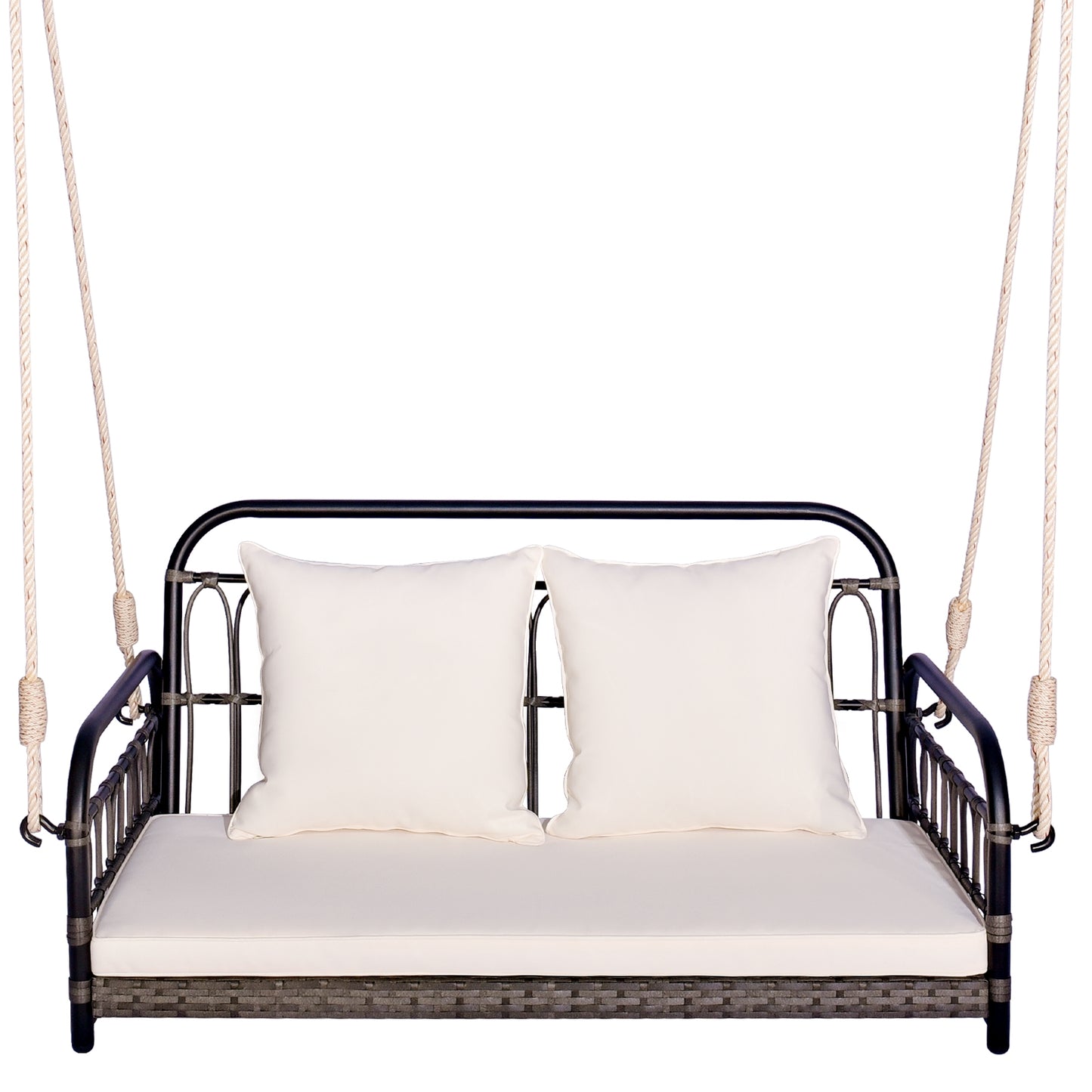 2-Person Outdoor Hanging Chair with Ropes-Gray Kids Crystal