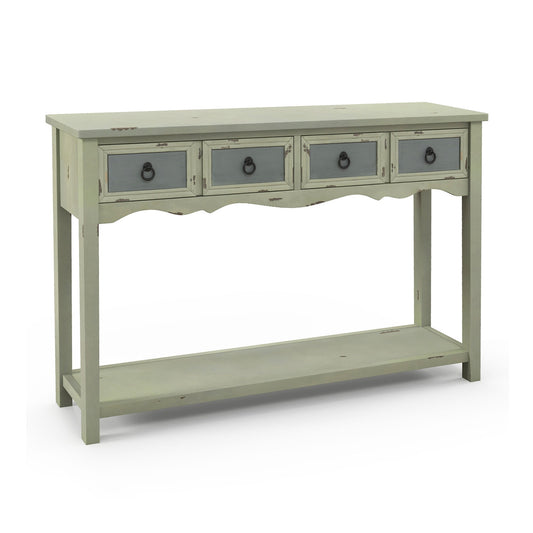 48 Inch Farmhouse Console Table with 2 Drawers and Open Storage Shelf for Hallway Kids Crystal