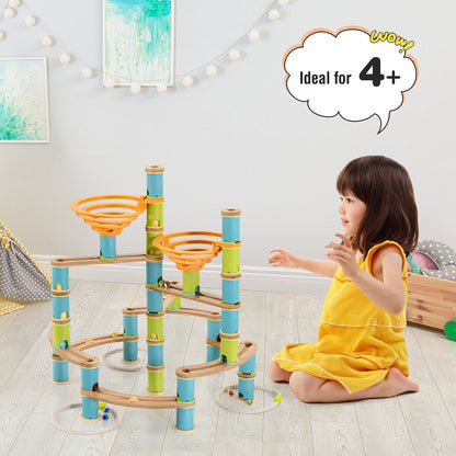 162 Pieces Bamboo Marble Run Educational Learning Toy Set