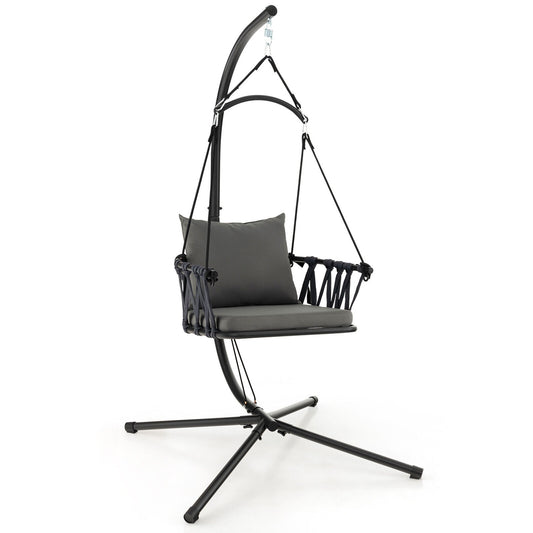 Hanging Swing Chair with Stand-Gray Kids Crystal