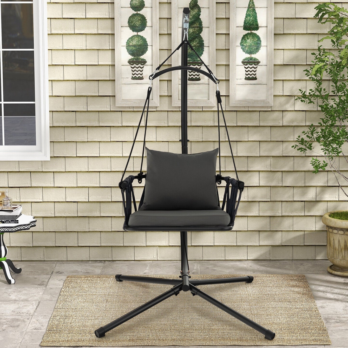 Hanging Swing Chair with Stand-Gray Kids Crystal
