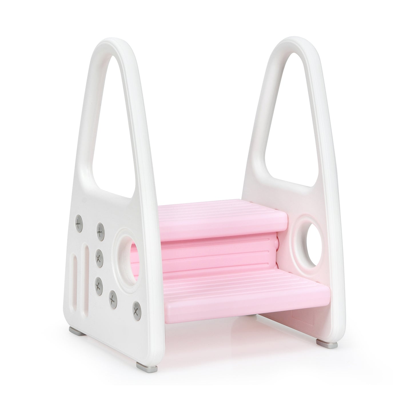 Kids Step Stool Learning Helper with Armrest for Kitchen Toilet Potty Training-Pink