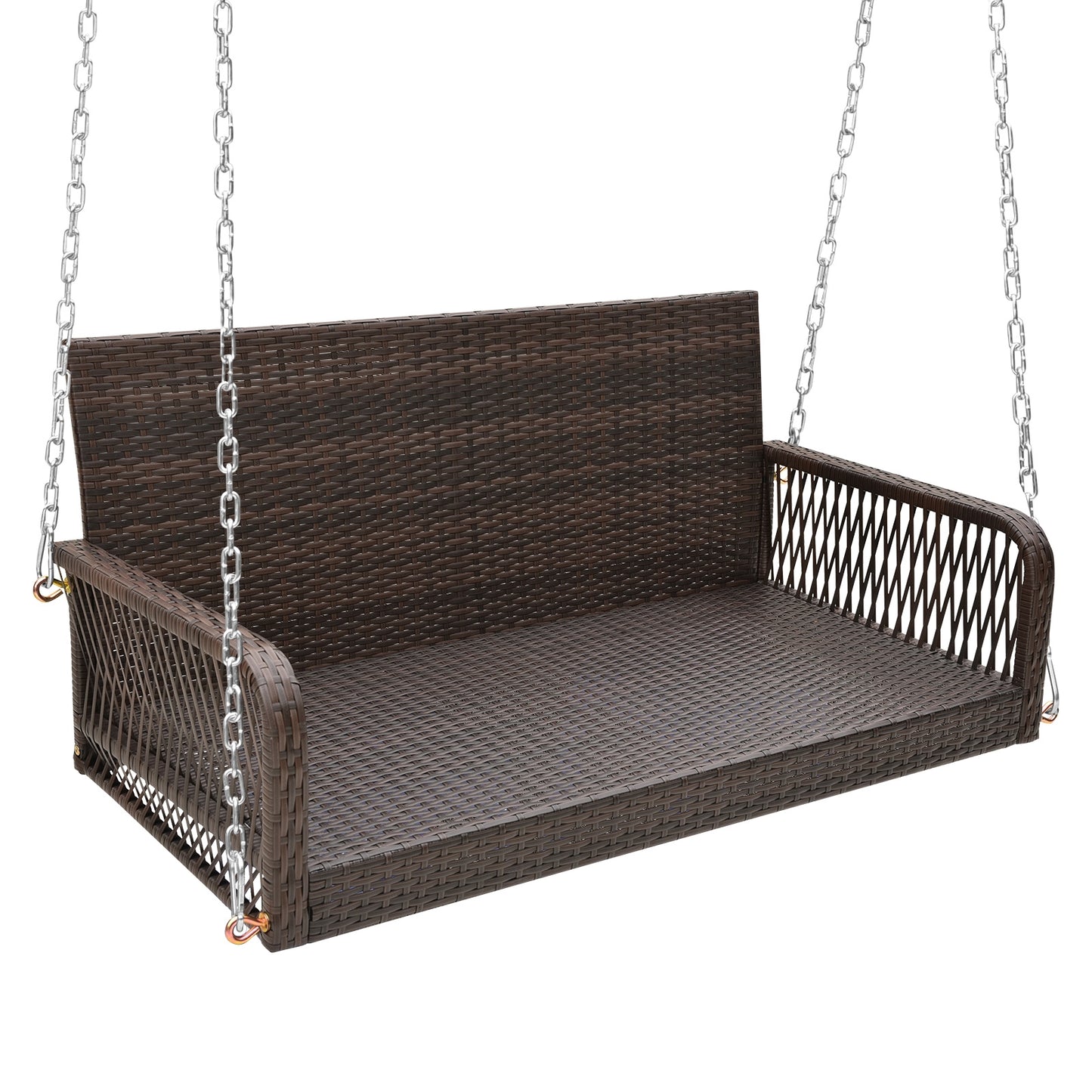 2-Person Outdoor Wicker Porch Swing with Seat and Back Cushions-Black Kids Crystal